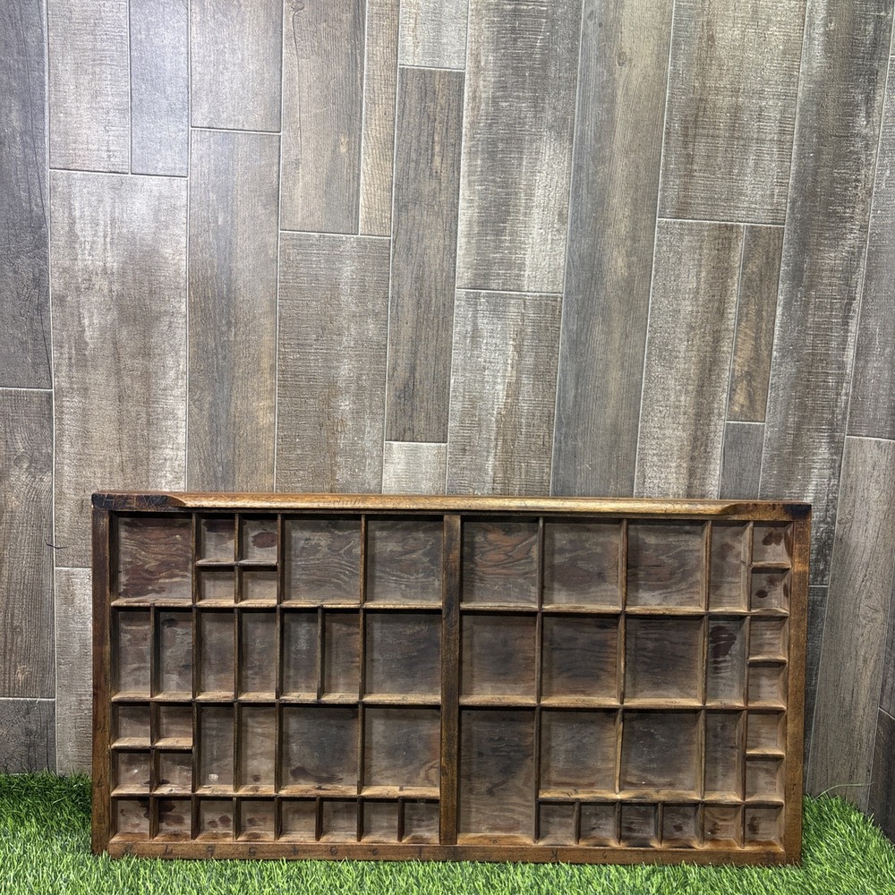 Antique Printer Type Case Drawer 72 Points Caslon Letterpress Shadow Box